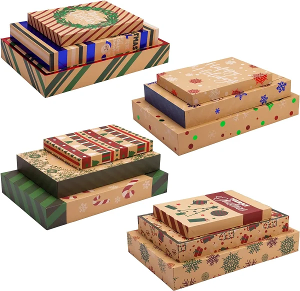 12pcs Christmas Aluminum Foil Kraft Paper Gift Box 6 12pcs Christmas Aluminum Foil Kraft Paper Gift Box - Image 4