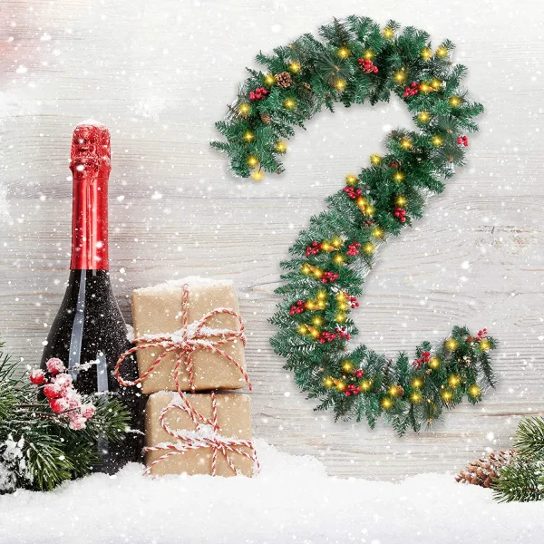 50 Lights Artificial Pre Lit Christmas Garlands 9ft 3 50 Lights Artificial Pre Lit Christmas Garlands 9ft
