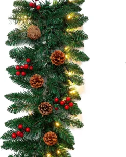 Christmas Decorations -Christmas Decorations Artificial Garland with100 LED Lights amp Decorations 9ft 3 result 600x746 1
