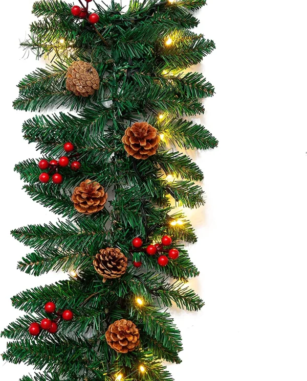 100 LED Prelit Artificial Christmas Garland 9ft 4 100 LED Prelit Artificial Christmas Garland 9ft - Image 2
