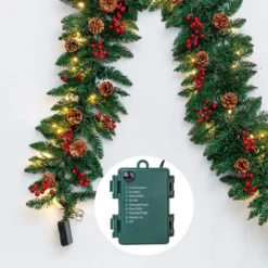 100 LED Prelit Artificial Christmas Garland 9ft 11 100 LED Prelit Artificial Christmas Garland 9ft -Christmas Decorations Artificial Garland with100 LED Lights amp Decorations 9ft 5 result 600x600 1