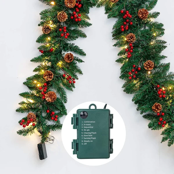 100 LED Prelit Artificial Christmas Garland 9ft 6 100 LED Prelit Artificial Christmas Garland 9ft - Image 4