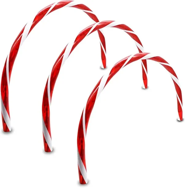 3pcs Candy Cane Arch Pathway Markers Lights 19.9in 5 3pcs Candy Cane Arch Pathway Markers Lights 19.9in - Image 3