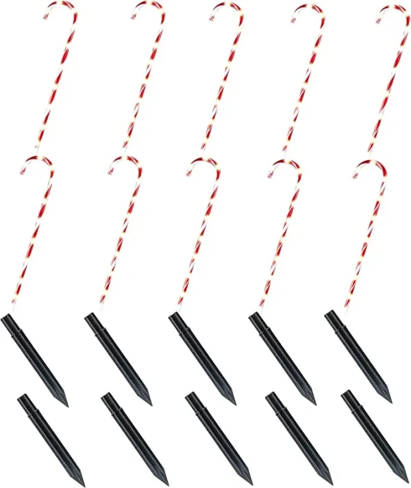 12pcs Christmas Candy Cane Pathway Lights 28in 6 12pcs Christmas Candy Cane Pathway Lights 28in - Image 4