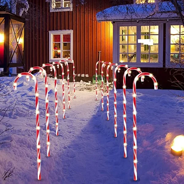 12pcs Christmas Candy Cane Pathway Lights 28in 3 12pcs Christmas Candy Cane Pathway Lights 28in