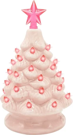 Pink Prelit Tabletop Ceramic Christmas Tree 7in 9 Pink Prelit Tabletop Ceramic Christmas Tree 7in -Christmas Decorations Ceramic Christmas Tree Pink 7in 3 600x1112 1