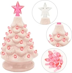 Pink Prelit Tabletop Ceramic Christmas Tree 7in 10 Pink Prelit Tabletop Ceramic Christmas Tree 7in -Christmas Decorations Ceramic Christmas Tree Pink 7in 4 600x608 1