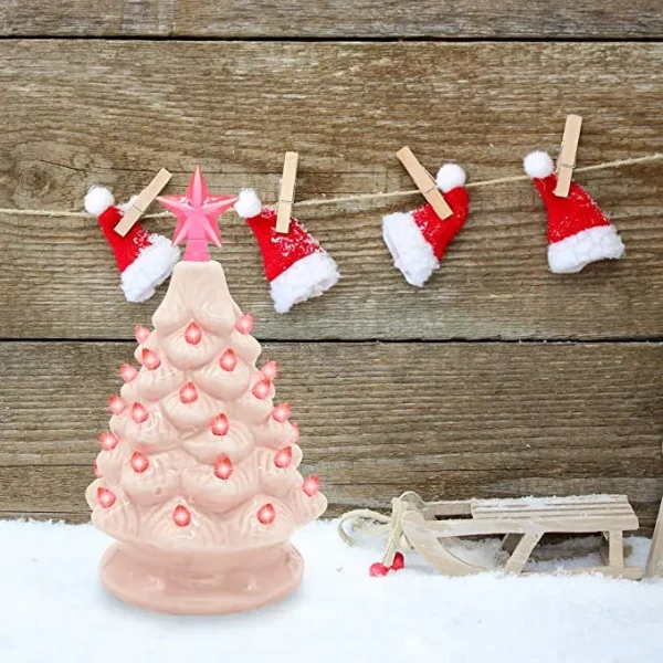 Pink Prelit Tabletop Ceramic Christmas Tree 7in 3 Pink Prelit Tabletop Ceramic Christmas Tree 7in