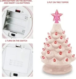 Pink Prelit Tabletop Ceramic Christmas Tree 7in 13 Pink Prelit Tabletop Ceramic Christmas Tree 7in -Christmas Decorations Ceramic Christmas Tree Pink 7in 7 600x629 1