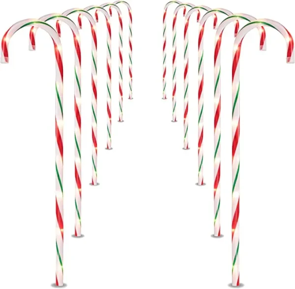 12pcs Thick Red And Green Candy Cane Light Stakes 28in 4 12pcs Thick Red And Green Candy Cane Light Stakes 28in - Image 2