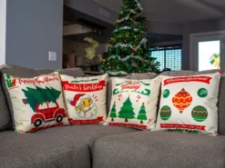 4pcs Rustic Farmhouse Christmas Pillow Covers 18x18in