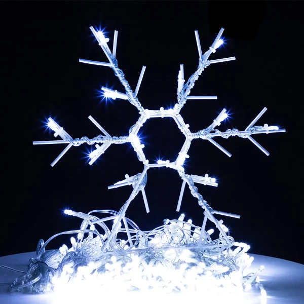357 LED White Christmas Snowflake String Lights Outdoor 11.5ft 4 357 LED White Christmas Snowflake String Lights Outdoor 11.5ft - Image 2