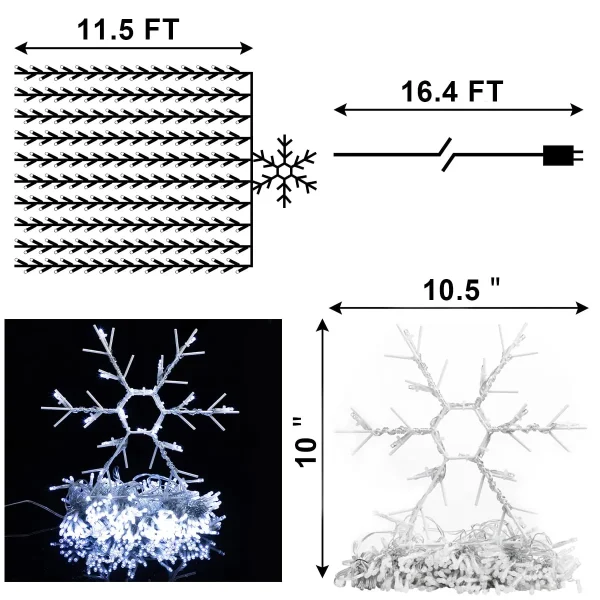357 LED White Christmas Snowflake String Lights Outdoor 11.5ft 6 357 LED White Christmas Snowflake String Lights Outdoor 11.5ft - Image 4