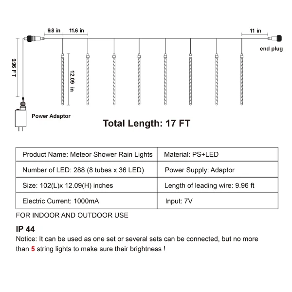 8 Tubes (12in) White Icicle String Meteor Shower Christmas Lights 5 8 Tubes (12in) White Icicle String Meteor Shower Christmas Lights - Image 3