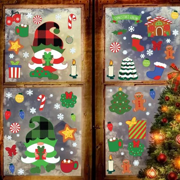 300pcs Christmas Gnome Window Clings 4 300pcs Christmas Gnome Window Clings - Image 2