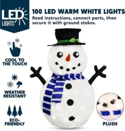 3ft 100 LED Collapsible Snowman Yard Decoration Lighted 10 3ft 100 LED Collapsible Snowman Yard Decoration Lighted -Christmas Decorations Collapsible Snowman LED Yard Light 3ft 2 600x630 1