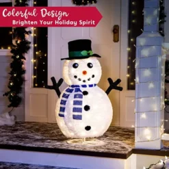 3ft 100 LED Collapsible Snowman Yard Decoration Lighted 11 3ft 100 LED Collapsible Snowman Yard Decoration Lighted -Christmas Decorations Collapsible Snowman LED Yard Light 3ft 4 600x600 1
