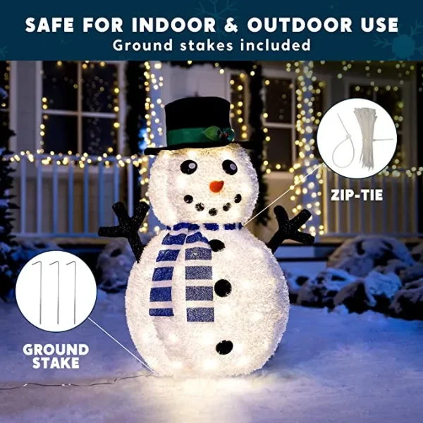 3ft 100 LED Collapsible Snowman Yard Decoration Lighted 4 3ft 100 LED Collapsible Snowman Yard Decoration Lighted - Image 2