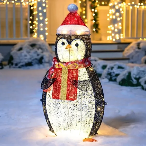 Light Up Penguin Christmas Decoration 3ft 4 Light Up Penguin Christmas Decoration 3ft - Image 2
