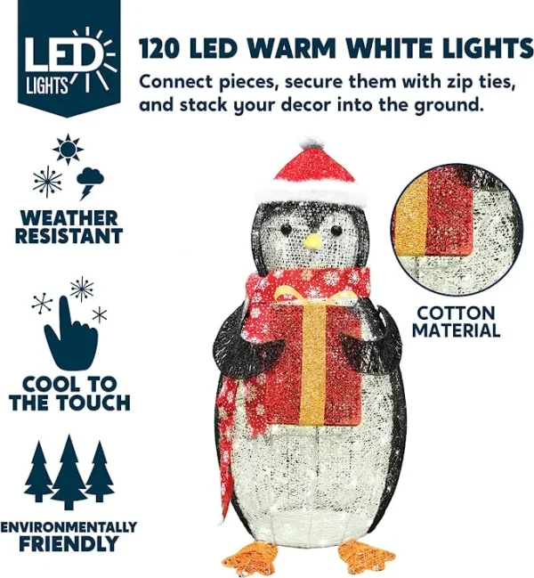 Light Up Penguin Christmas Decoration 3ft 5 Light Up Penguin Christmas Decoration 3ft - Image 3