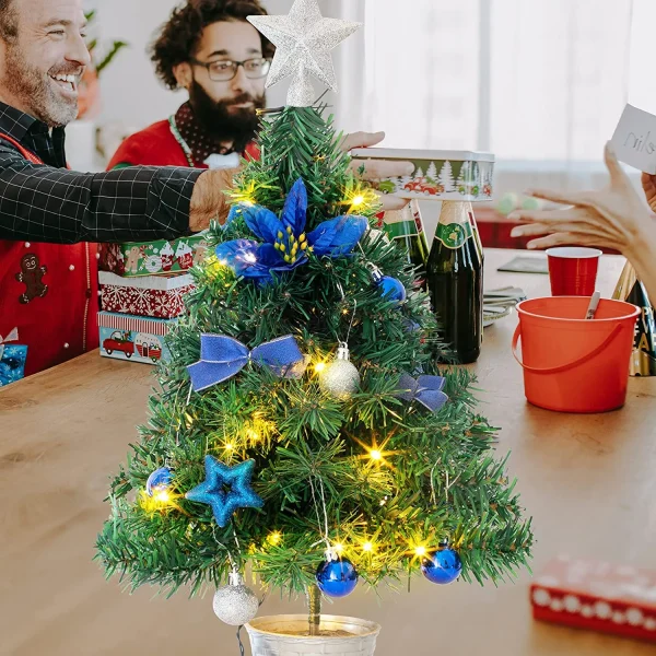 DIY Blue Small Tabletop Christmas Tree With LED Lights 24 In 3 DIY Blue Small Tabletop Christmas Tree With LED Lights 24 In