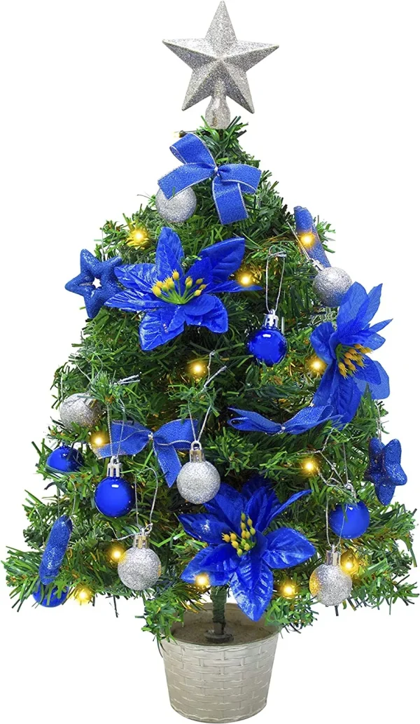 DIY Blue Small Tabletop Christmas Tree With LED Lights 24 In 4 DIY Blue Small Tabletop Christmas Tree With LED Lights 24 In - Image 2