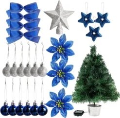 DIY Blue Small Tabletop Christmas Tree With LED Lights 24 In 11 DIY Blue Small Tabletop Christmas Tree With LED Lights 24 In -Christmas Decorations DIY Tabletop Mini Christmas Tree Blue 24in 4 result 600x591 1