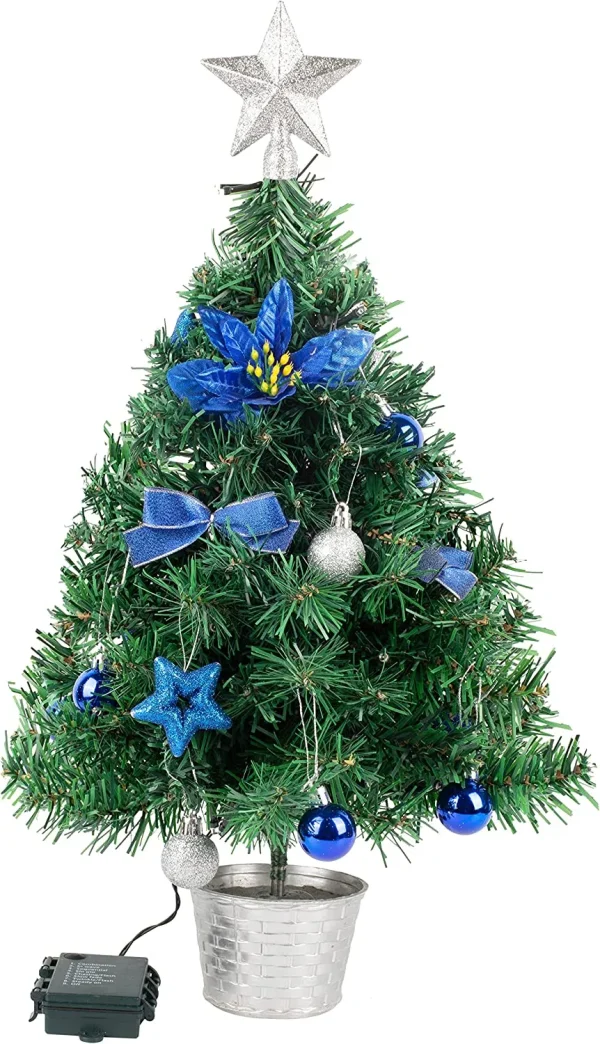 DIY Blue Small Tabletop Christmas Tree With LED Lights 24 In 7 DIY Blue Small Tabletop Christmas Tree With LED Lights 24 In - Image 5