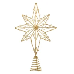 Gold Eight-point Star Tree Topper, Warm White