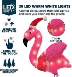 3ft 30 LED Tinsel Flamingo With Christmas Hat 10 3ft 30 LED Tinsel Flamingo With Christmas Hat -Christmas Decorations LED Yard Lights Tinsel Flamingo with Christmas Hat 3ft 3 result 600x644 1