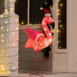 3ft 30 LED Tinsel Flamingo With Christmas Hat 11 3ft 30 LED Tinsel Flamingo With Christmas Hat -Christmas Decorations LED Yard Lights Tinsel Flamingo with Christmas Hat 3ft 4 result 600x600 1