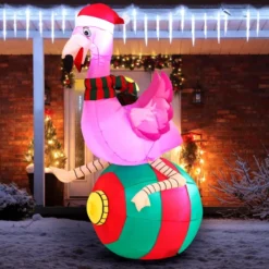 6ft Christmas Inflatable Flamingo On Ornament