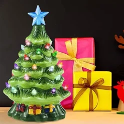 Mini Pre Lit Ceramic Tabletop Christmas Tree 7in 10 Mini Pre Lit Ceramic Tabletop Christmas Tree 7in -Christmas Decorations Mini Prelit Tabletop Christmas Tree 7in 1