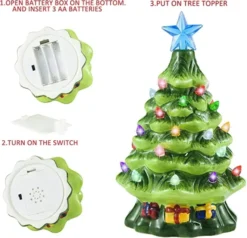 Mini Pre Lit Ceramic Tabletop Christmas Tree 7in 13 Mini Pre Lit Ceramic Tabletop Christmas Tree 7in -Christmas Decorations Mini Prelit Tabletop Christmas Tree 7in 4 600x577 1