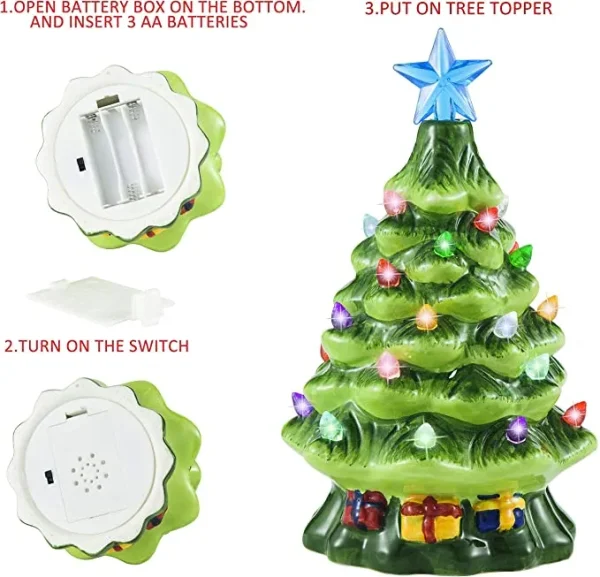 Mini Pre Lit Ceramic Tabletop Christmas Tree 7in 8 Mini Pre Lit Ceramic Tabletop Christmas Tree 7in - Image 6