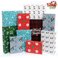 12pcs Assorted Sizes Christmas Paper Gift Boxes With Lids 10 12pcs Assorted Sizes Christmas Paper Gift Boxes With Lids -Christmas Decorations Paper Gift Boxes 2 result 600x600 1