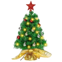 50 LED Pre Lit Tabletop Christmas Tree 23in 13 50 LED Pre Lit Tabletop Christmas Tree 23in -Christmas Decorations Prelit Table top Christmas tree with DIY Kits Gold 23in 1 result 600x598 1