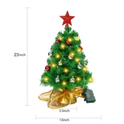 50 LED Pre Lit Tabletop Christmas Tree 23in 12 50 LED Pre Lit Tabletop Christmas Tree 23in -Christmas Decorations Prelit Table top Christmas tree with DIY Kits Gold 23in 6 result 600x600 1