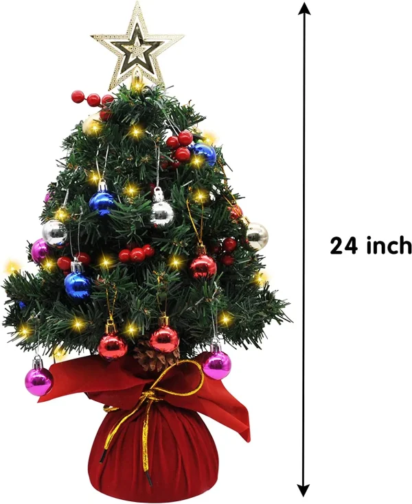Prelit Tabletop Mini Artificial Christmas Tree 24in 8 Prelit Tabletop Mini Artificial Christmas Tree 24in - Image 6