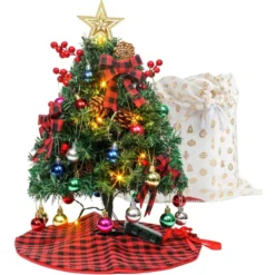 50 LED Pre Lit Artificial Mini Christmas Tree 24in