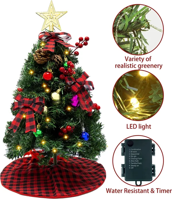 50 LED Pre Lit Artificial Mini Christmas Tree 24in 4 50 LED Pre Lit Artificial Mini Christmas Tree 24in - Image 2