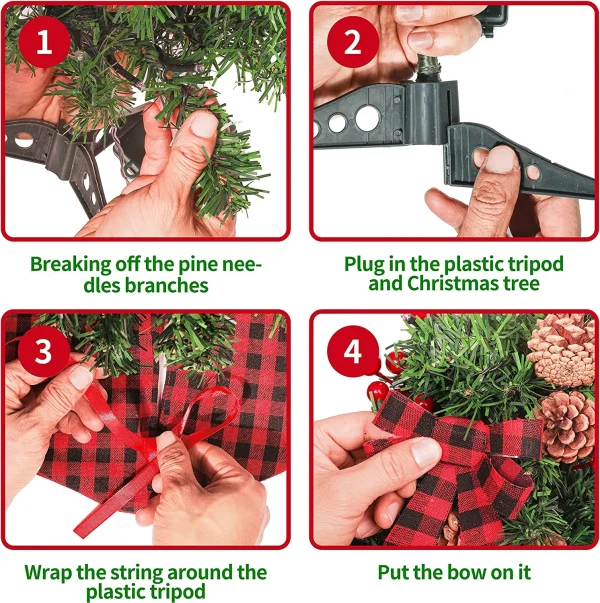 50 LED Pre Lit Artificial Mini Christmas Tree 24in 7 50 LED Pre Lit Artificial Mini Christmas Tree 24in - Image 5