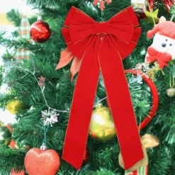 Premium Red Velvet Bows With Gold Wired Edge