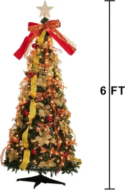6ft Push Bubble Up Christmas Tree With Lights And Decorations -Christmas Decorations Pull Up Christmas Tree with Accessories 6ft 4 600x919 1