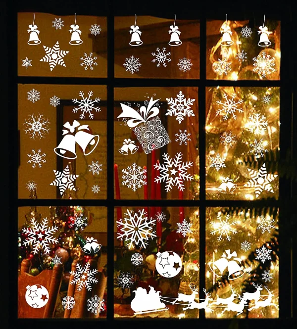 38Pcs Snowflake Window Clings Decal Stickers 3 38Pcs Snowflake Window Clings Decal Stickers