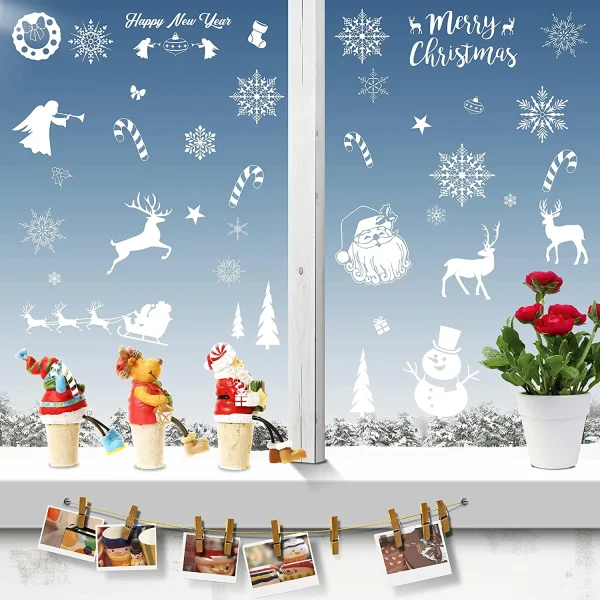 243pcs Christmas Snowflake Window Clings 8 Sheets 4 243pcs Christmas Snowflake Window Clings 8 Sheets - Image 2