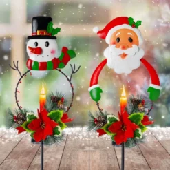 2pcs Snowman And Santa LED Christmas Solar Stake Lights 11 2pcs Snowman And Santa LED Christmas Solar Stake Lights -Christmas Decorations Snowman Santa Yard Stake Light 3 result 600x600 1