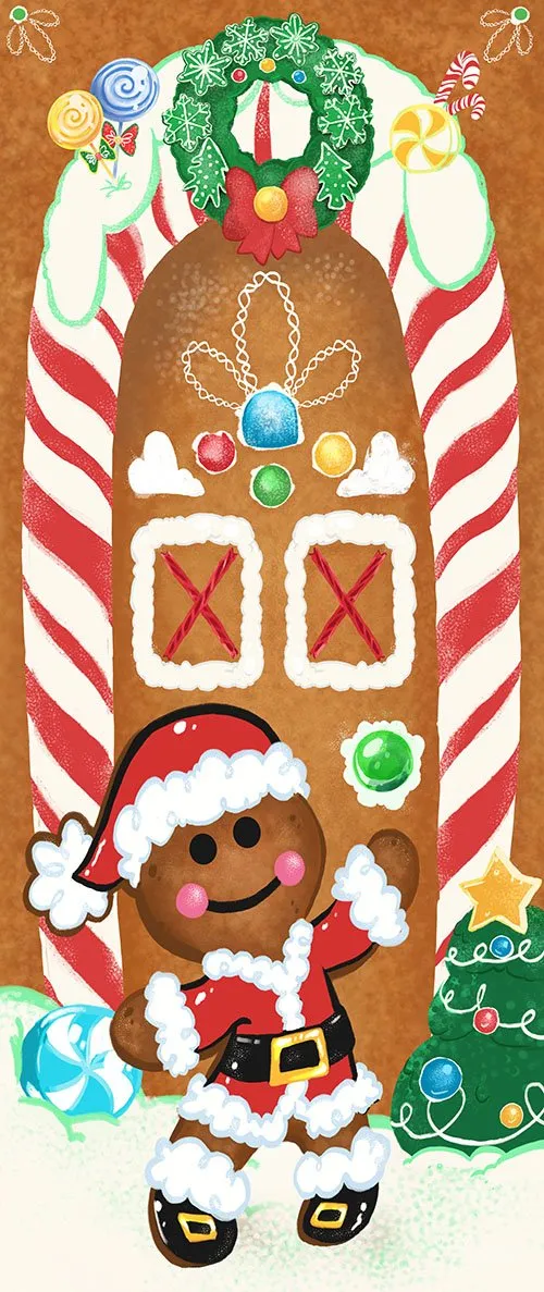 Gingerbread House Door Cover 72in X 30in 4 Gingerbread House Door Cover 72in X 30in - Image 2