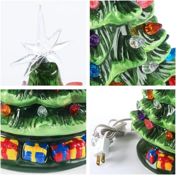 Pre Lit Ceramic Tabletop Christmas Tree 15in 4 Pre Lit Ceramic Tabletop Christmas Tree 15in - Image 2