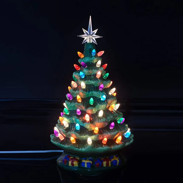 Pre Lit Ceramic Tabletop Christmas Tree 15in 5 Pre Lit Ceramic Tabletop Christmas Tree 15in - Image 3